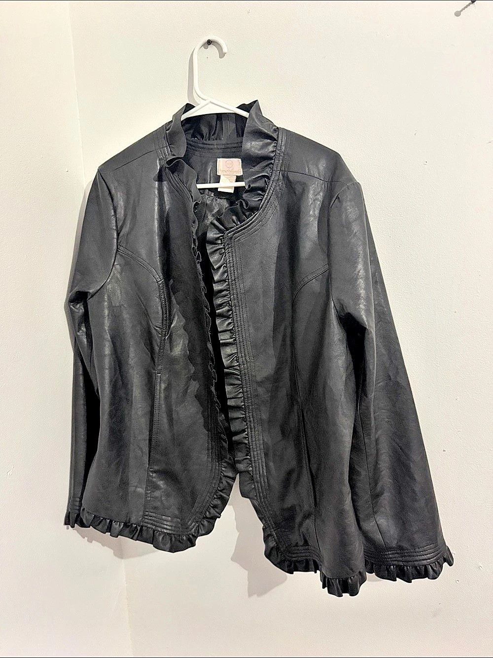 Hot in hollywood Black Ruffle-Trim Jacket